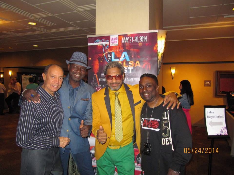 Dr. Salsa with international salsa figures at the 2014 Los Angeles Salsa Fest while representing SALSA CONCEPT® and the AsiAfrica Foundation.