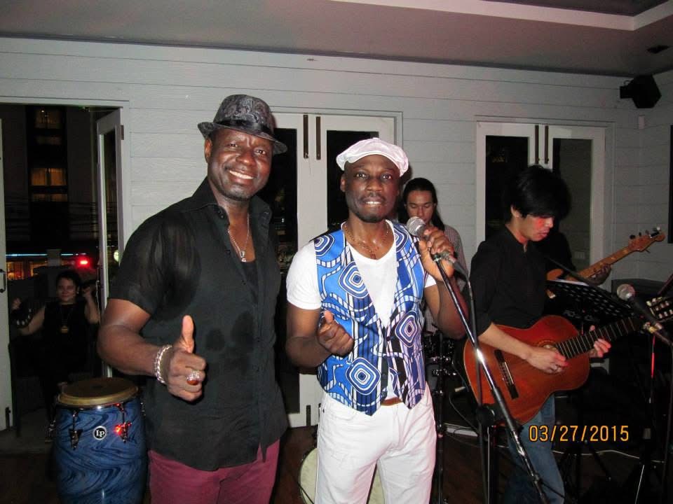 Dr. Salsa and Laurent Hounsavi with the live band during the SALSA CONCEPT® tour evening in Bangkok.